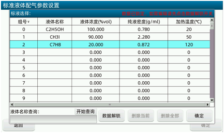 标液库编辑、选择界面